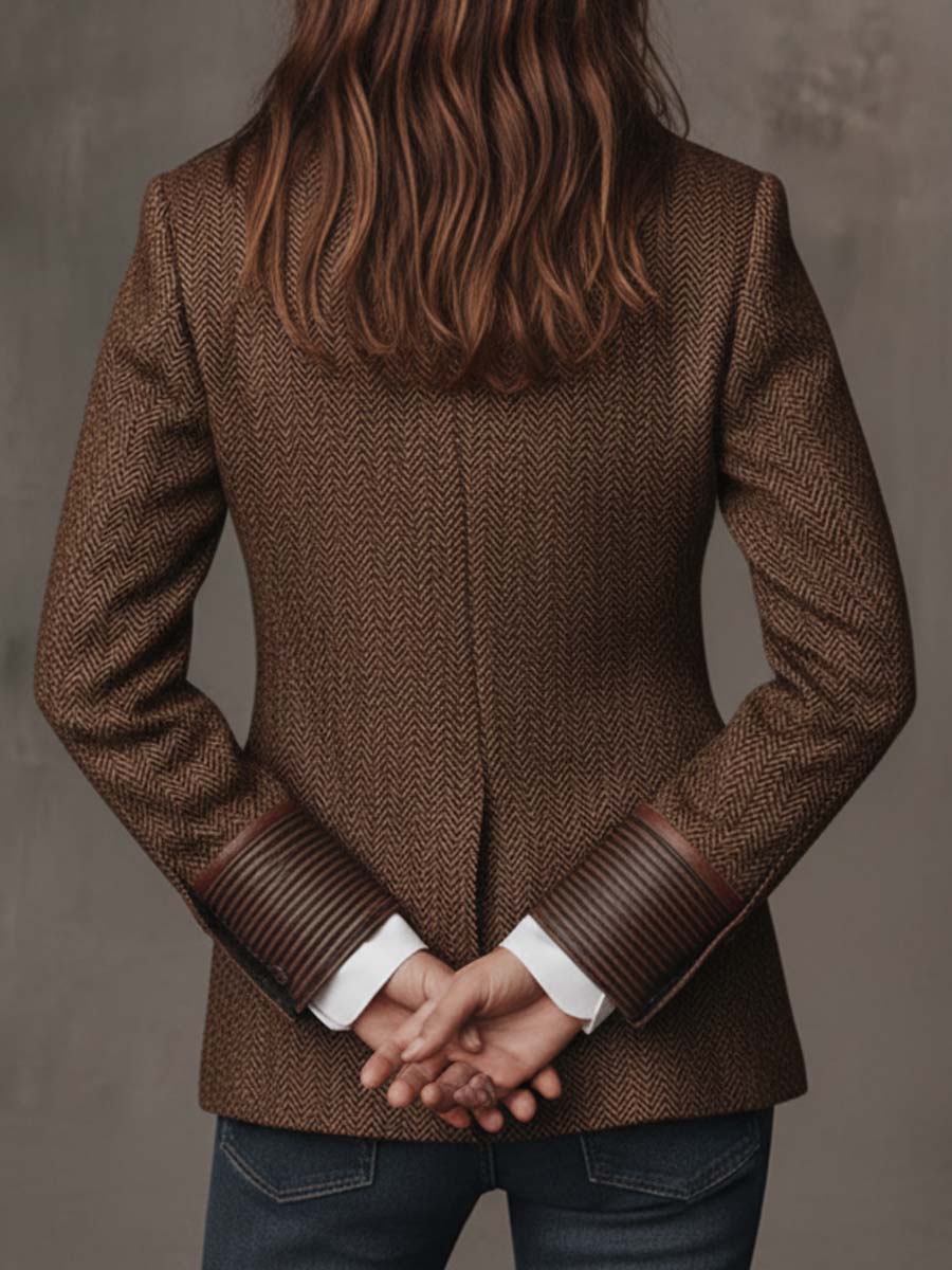 Vivienne | Tailored Herringbone Paneled Blazer