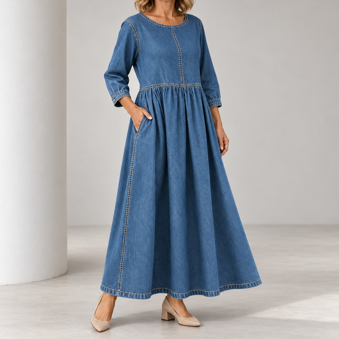 Zephyrelle - Vintage Denim Maxi Dress