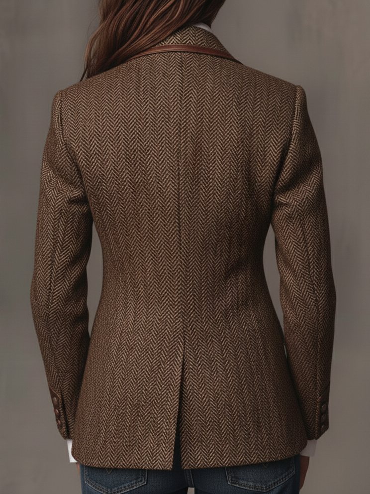 Vivienne | Tailored Herringbone Paneled Blazer