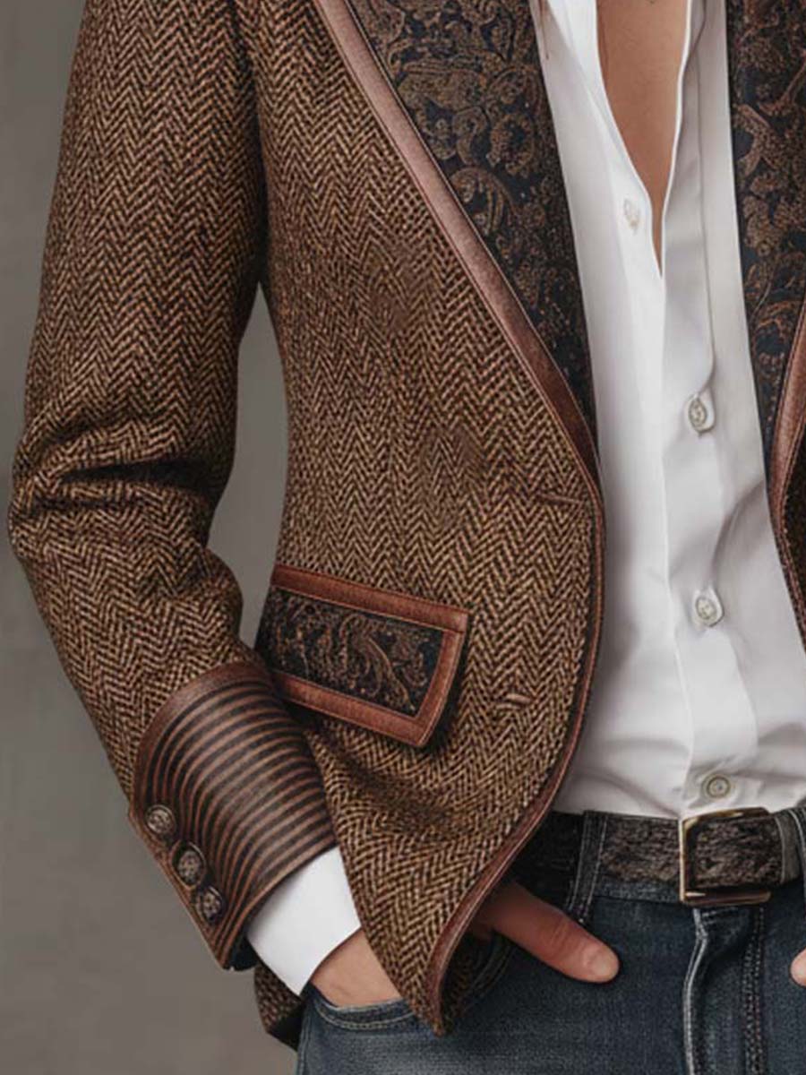 Vivienne | Tailored Herringbone Paneled Blazer